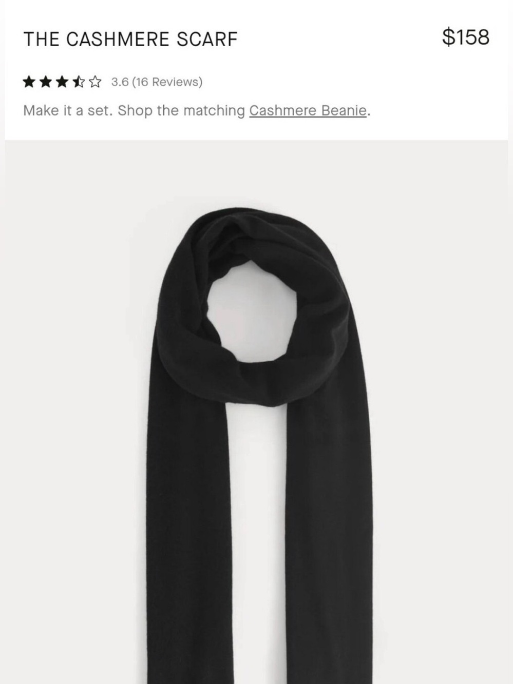 Everlane Black Cashmere Scarf
